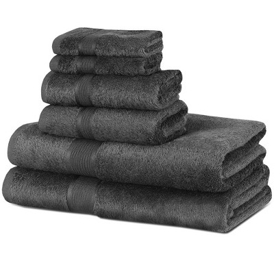 Premium Cotton Solid Plush Heavyweight Hotel Luxury Bath Towel Set,  Charcoal - Blue Nile Mills : Target