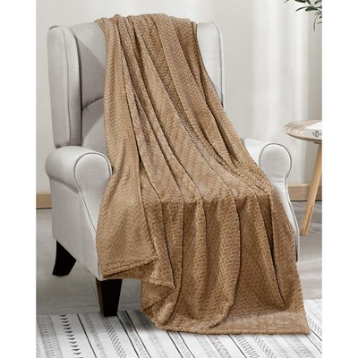 Ultimate Comfy And Plush Extra Heavy Chevron Braided Throw Blanket (50 X 60)  - Taupe : Target