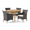 Christopher Knight Home Biella Outdoor Acacia Wood and Wicker 5 Piece Dining Set with Cushion - 2 of 4
