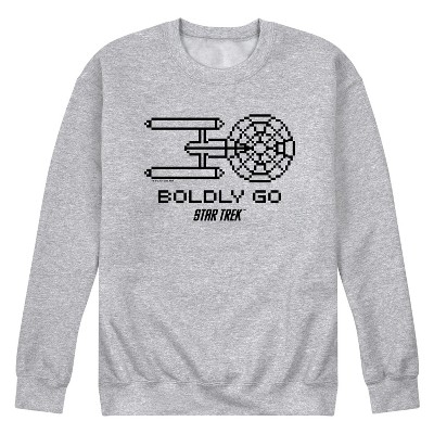 Men's - Star Trek - Boldly Go Pixelated Ship Graphic Fleece Sweatshirt