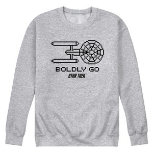 Men's - Star Trek - Boldly Go Pixelated Ship Graphic Fleece Sweatshirt - 1 of 4