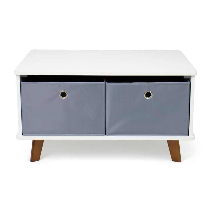 Morgan Mid-Century Kids&#39; Activity Table with Fabric Storage Bins White/Gray - Humble Crew, 3 of 7