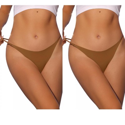 Allegra K Women's Breathable Comfortable Soft Elasticity Low Waist Thongs 2 Packs