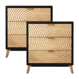 COZAYH 3 Drawer Farmhouse Nightstand Wood Storage Cabinet Accent Chest, Set of 2 - 1 of 4