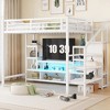 Full Size Metal Loft Bed with TV Cabinet, Staircase and Wardrobe - 4 of 4