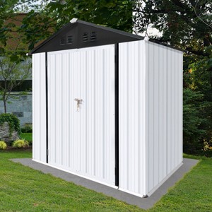 Durable 4x6FT Metal Outdoor Storage Shed with Apex Roof for Tools, Garden Supplies, or DIY Workshop Use - Coolbibila - 1 of 4