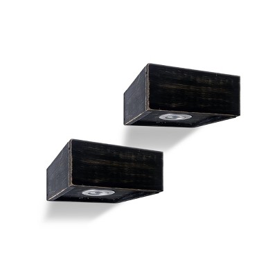 HomeRoots 7" Black Wood Wall Mounted Floating Shelf With LED Light