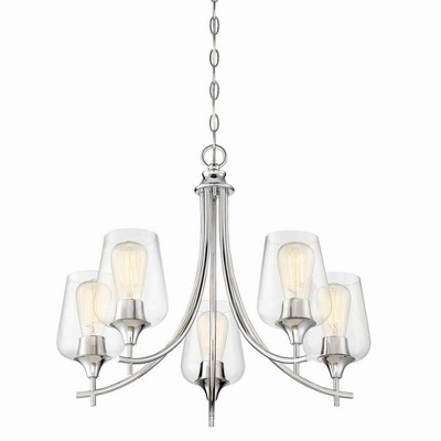 Satin Nickel 5-Light Chandelier with Clear Glass Shades