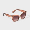 Women's Crystal Angular Cateye Sunglasses - A New Day™ Brown - 2 of 2