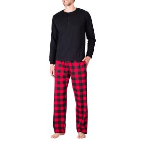 SLEEPHERO Henley Long Sleeve Tee Shirt with Knit Pajama Pants with Pockets - 1 of 4