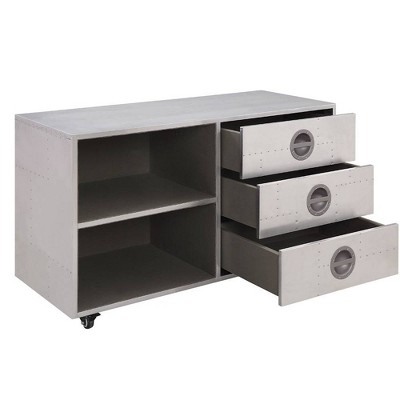 41" Gray Aluminum Industrial Office Cabinet with Wheels