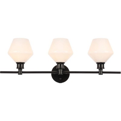 Elegant Lighting Gene 3 light Black and Frosted white glass Wall sconce