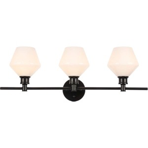 Elegant Lighting Gene 3 light Black and Frosted white glass Wall sconce - 1 of 4