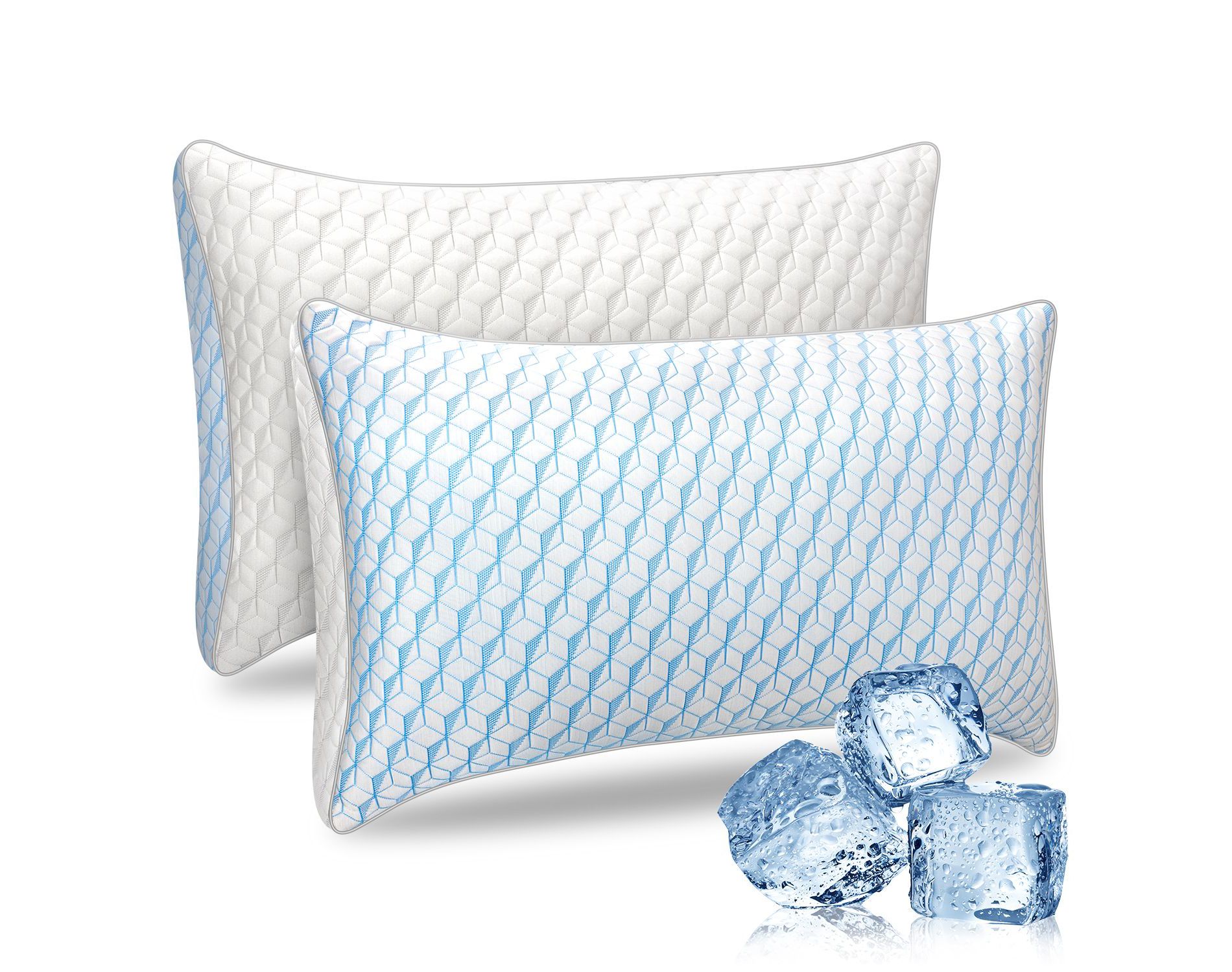 FCNIOS Bed Pillows Queen Size Pillows Set of 2, Cooling Pillow with Super Soft Down Alternative Fill for Side Back Stomach Sleepers
