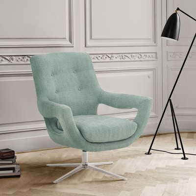 Quinn Adjustable Swivel Accent Chair: Polished Steel, Tufted Back, Foam Padded - Armen Living