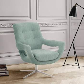 Quinn Adjustable Fabric/Metal Swivel Accent Chair Blue - Armen Living