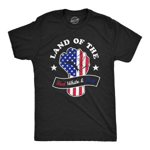 Mens Land Of The Red White And Blue T Shirt Awesome Fourth Of July Patriotic Fist Graphic Tee For Guys - Crazy Dog Men's T Shirt - 1 of 4