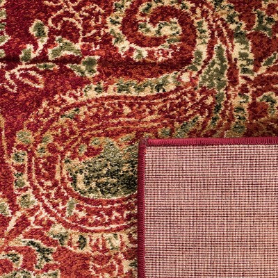 Red and Multi Synthetic Floral Runner Rug - 2'3" x 8'