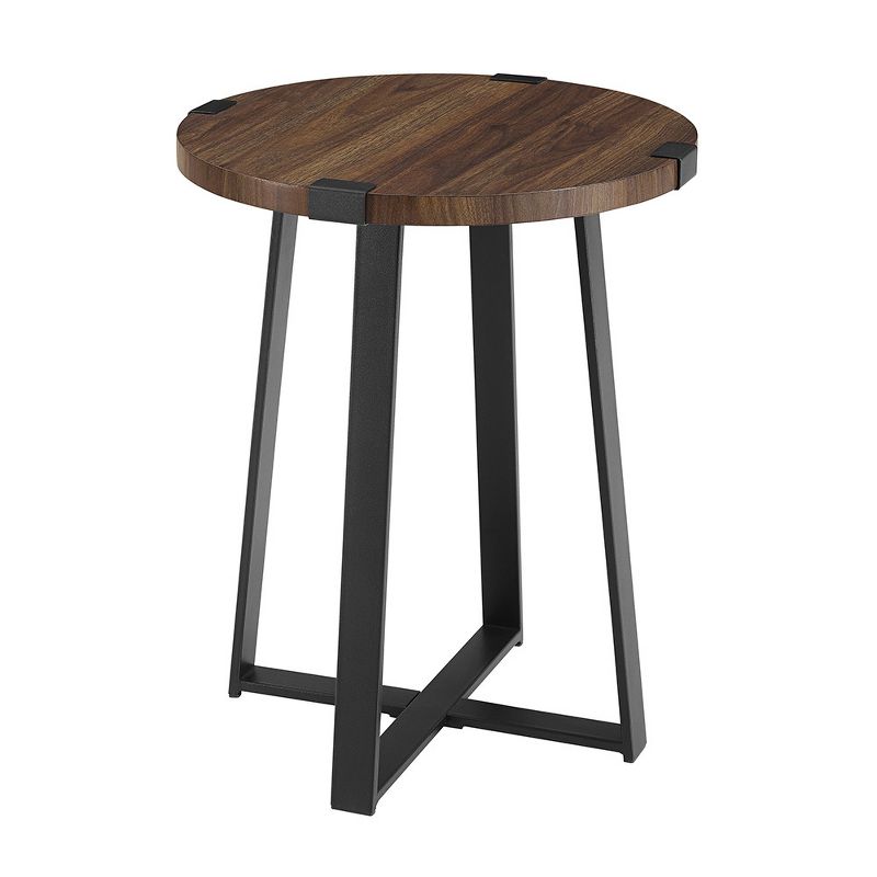 Wrightson Urban Industrial Faux Wrap Leg Round Side Table - Saracina Home, 1 of 20