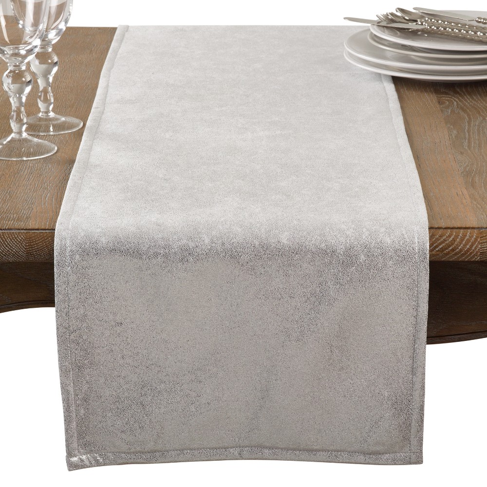 Photos - Tablecloth / Napkin Light Silver Solid Table Runner - Saro Lifestyle