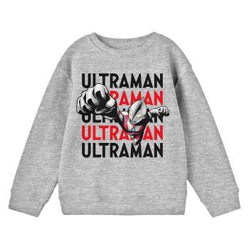 Ultraman Flying Character Crew Neck Long Sleeve Athletic Heather Youth Sweatshirt