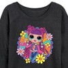 Women's - LOL Surprise! - Skater Chick w/ Flowers Lightweight French Terry Wide Neck Long Sleeve Shirt - 2 of 4