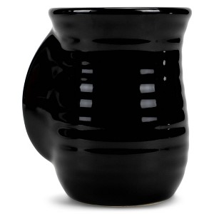 Elanze Designs Ribbed 14 ounce Ceramic Stoneware Handwarmer Mug, Black - 1 of 4