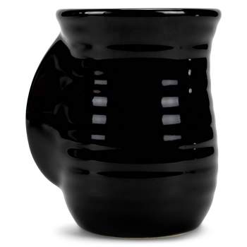 Elanze Designs Ribbed 14 ounce Ceramic Stoneware Handwarmer Mug, Black