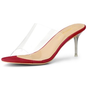Allegra K Women's Clear Strap Stiletto Slide Heels Sandals - 1 of 4