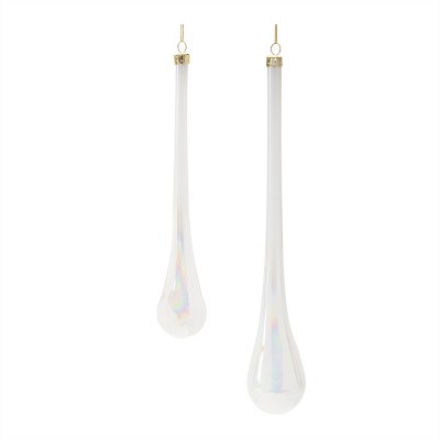 Iridescent Glass Drop Ornament (Set of 12)