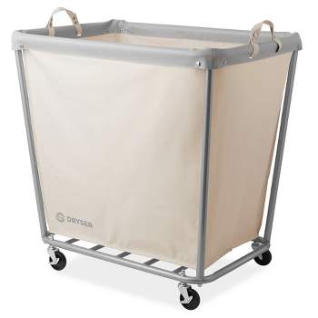 Dryser Round Commercial Heavy-Duty Rolling Laundry Hamper, Steel Frame Cart on Wheels with Removable Canvas Bin for Hotel or Home