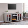 70" Particle Board Finish Fireplace TV Stand with Heater, LED Lights, Cabinets, and Shelves for Living Room - 3 of 4