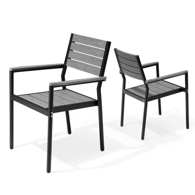Pellebant Outdoor Dining Chairs Modern Aluminum Stackable Chairs for Patio