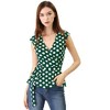 Allegra K Women's V Neck Sleeveless Self Tie Wrap Front Dotted Blouse - 3 of 4
