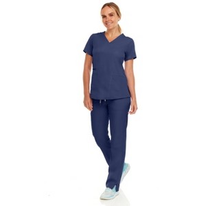 MediChic Women's V-Neck Scrub Set Straight Leg Six Pocket Cargo Scrub Pants with 4-Way Stretch Scrubs Sets - 1 of 4