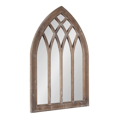 24" x 36" Winn Wood Framed Arch Decorative Wall Mirror Rustic Brown - Kate & Laurel All Things Decor