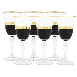Classic Touch Set of 6 Water Glasses with Black and Gold Design - 1 of 3