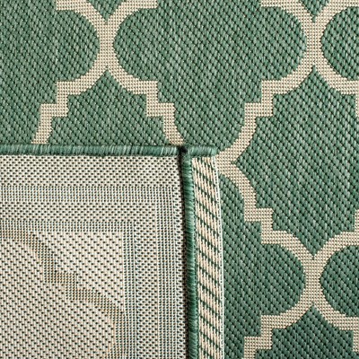 Green and Beige Geometric Indoor/Outdoor Runner Rug