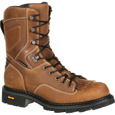 Georgia Boot G7313 Steel Toe Waterproof Logger Boots - Men's, 8-Inch, Slip Resistant, Electrical Hazard Rated - All Sizes