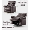 Oversized Wide Rocker Swivel Recliner Chair - PU Leather Large Manual Recliner for Adults, Comfort Lazy Chair with 1.5X Sponge Filling and Easy - 2 of 4