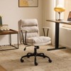 Karl Home | 24.4 Inch Upholstered Swivel Office Chair With Leg Pegs And Wheels - 3 of 4