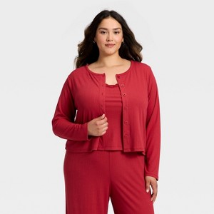 Women's Variegated Ribbed Pajama Cardigan - Auden™ - 1 of 3