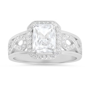 Sterling Silver Emerald-cut CZ Infintiy Ring - 1 of 3