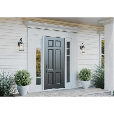 Black and Bronze Dimmable Outdoor Wall Lantern with Clear Glass Shade