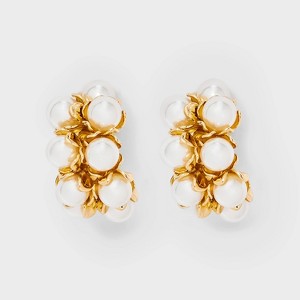 Acrylic Linear Earrings - A New Day™ Pearl/Gold - 1 of 3