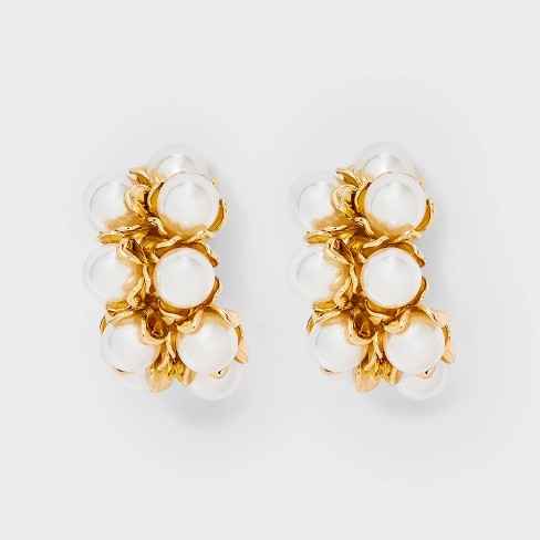 Acrylic Linear Earrings - A New Day™ Pearl/Gold - image 1 of 3