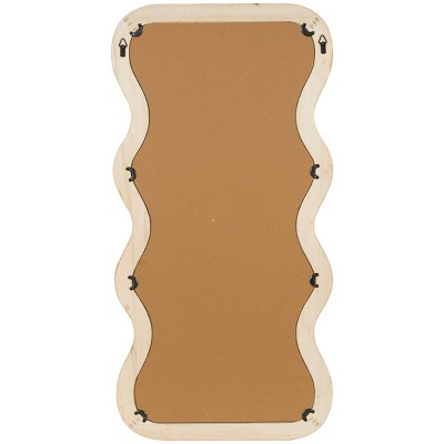 Wavy Poplar Wood Asymmetrical Wall Mirror in Natural Brown