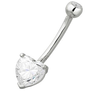 Jewelry Avalanche Women's 14K Gold Moissanite Heart Belly Button Ring 14G - 1 of 4