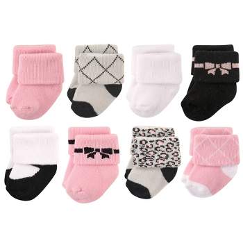 Hudson Baby Infant Girl Cotton Rich Newborn and Terry Socks, Bows