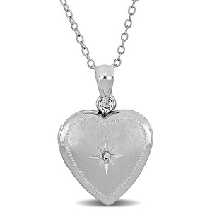 EVERLY JEWELRY | Sterling Silver 0.01 CT TGW Cubic Zirconia 16mm Heart Pendant With Cable Chain, 18-inch - 1 of 4